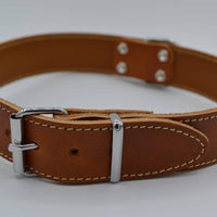 Hondenhalsband met naam 60cm cognac echt Italiaans leer 
