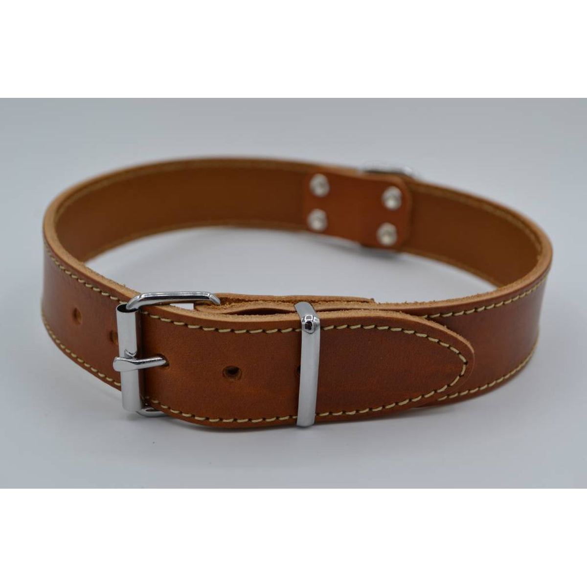 Hondenhalsband met naam 60cm cognac echt Italiaans leer 