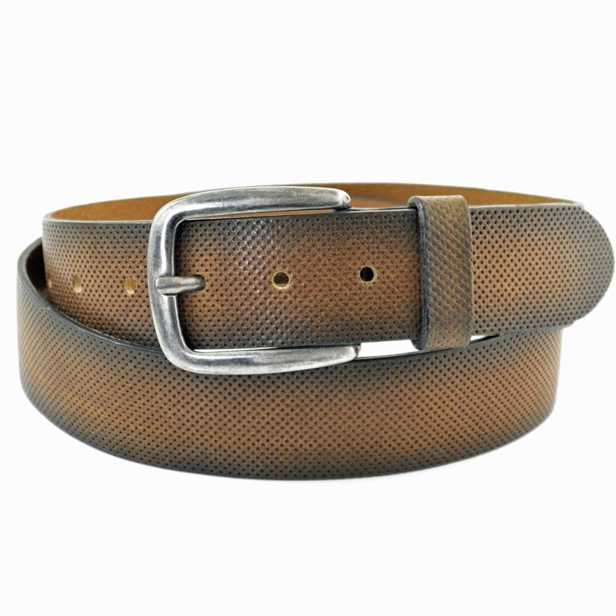 4cm brede zand kleurige riem. Italiaans nerf leer.