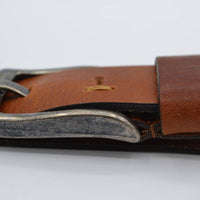 Stoere cognac riem met gave details 