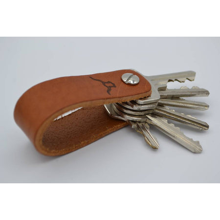Leren sleutelhanger met logo