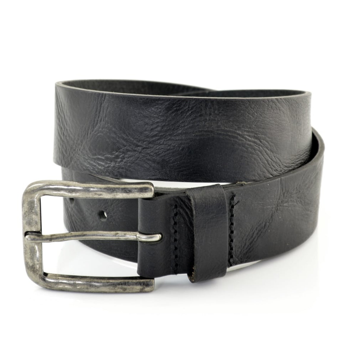 Zwarte kreuk leer riem.  