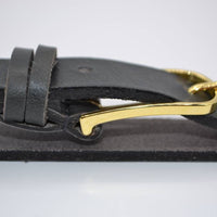 smalle grijze damesriem met gouden gesp