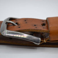 35mm cognac kinder riem met gebrande gaatjes 