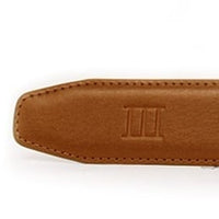 Heren riem cognac rond gestikt 