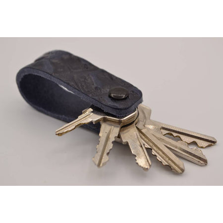 Blauwe  croco echt lederen sleutelhanger