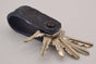 Blauwe  croco echt lederen sleutelhanger