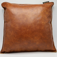 Cognac vintage echt leren sierKussen