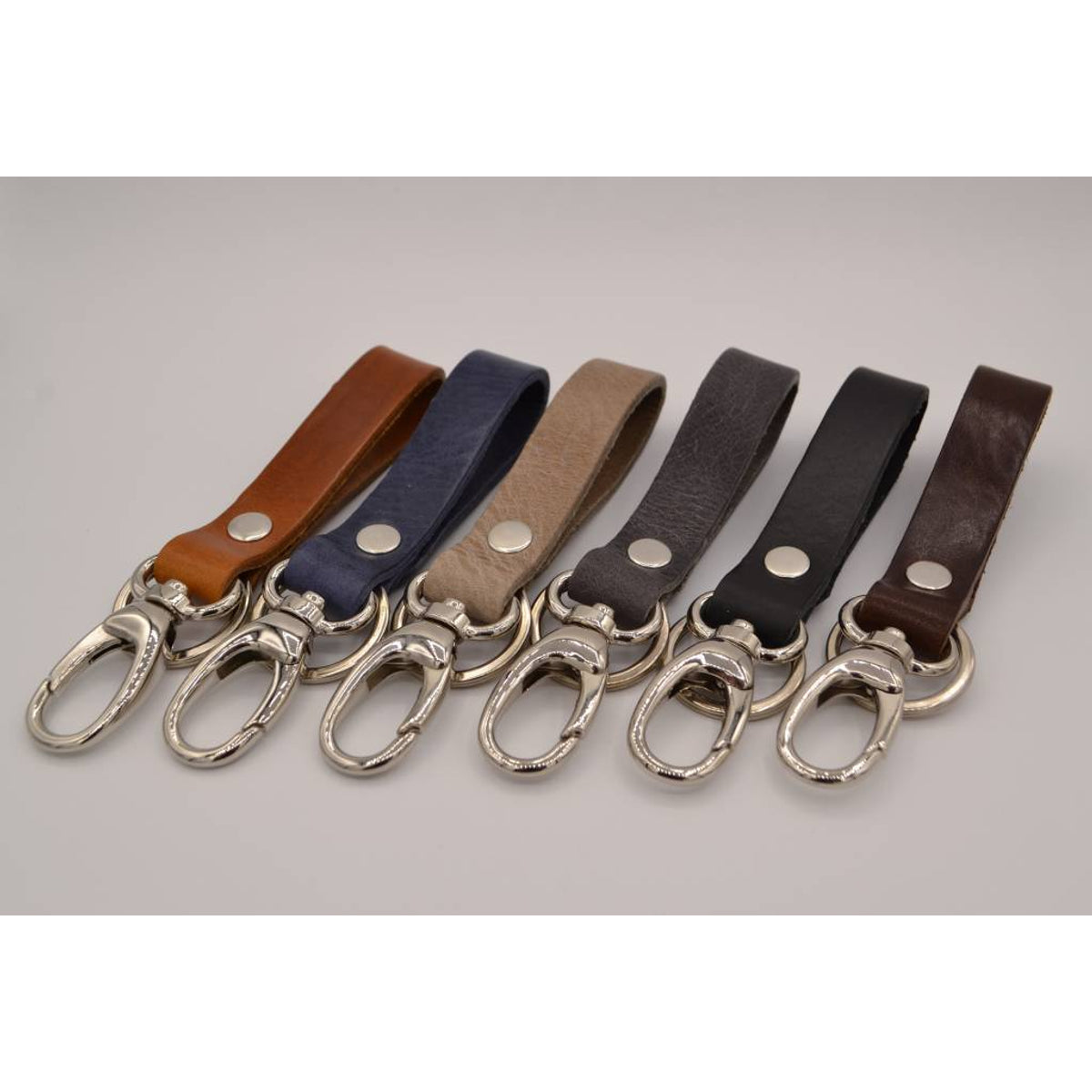 Taupe echt lederen sleutelhanger
