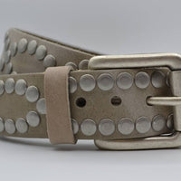 4cm taupe volle studriem van Italiaans volnerf leer