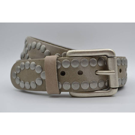 4cm taupe volle studriem van Italiaans volnerf leer