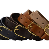 Zwarte 3cm brede riem met gouden gesp. 