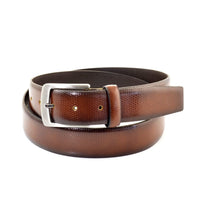 Cognac nette herenriem met hagedis print