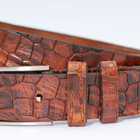 3,5cm luxe Kroko print cognac leren riem