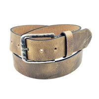 beige kreuk leer riem.