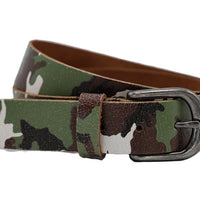 Camouflage riem 35mm breed en gunmetal gesp.