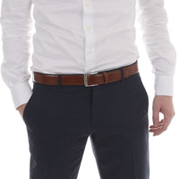 Cognac nette herenriem met hagedis print