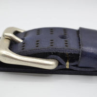 4cm triple dot gelaserde blauwe volnerf lederen riem