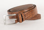 Nette hazelnoot cognac riem met krokodillenprint.