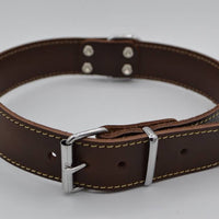 Hondenhalsband 55cm bruin echt Italiaans leer 