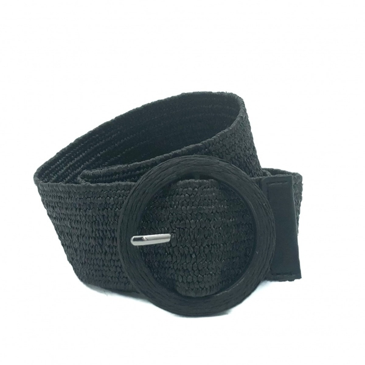 Raffia riem met beklede kunstof gesp.