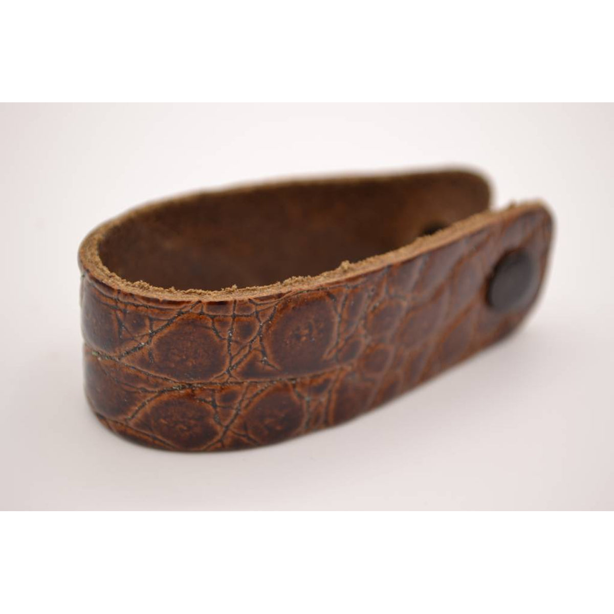 Cognac croco echt lederen sleutelhanger
