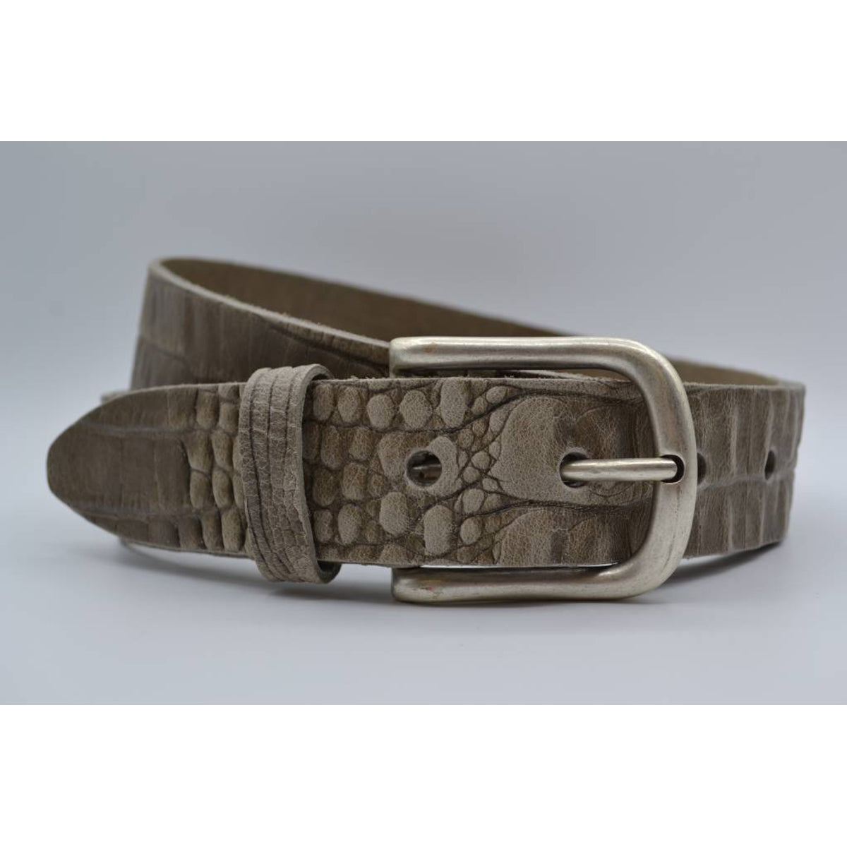 4cm croco taupe italiaans volnerf lederen casual riem