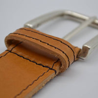 4cm cognac gestikt italiaans volnerf lederen riem