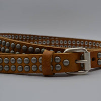 cognac 20mm brede riem met bolstuds