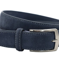 Blauwe suede 35mm brede riem. 