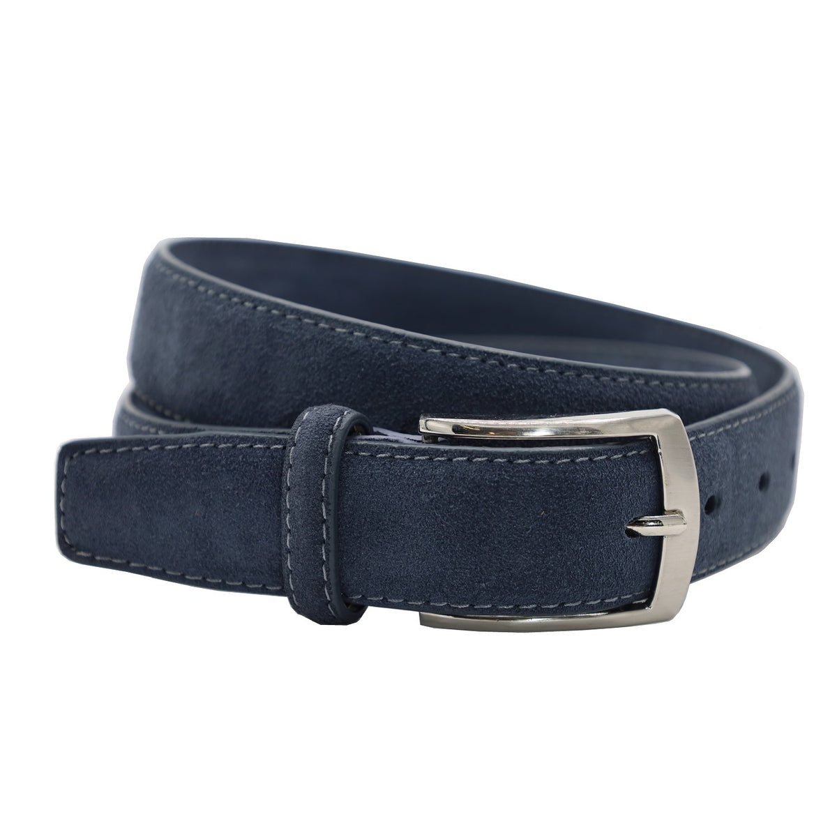 Blauwe suede 35mm brede riem. 