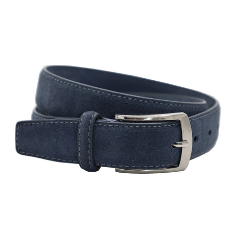Blauwe suede 35mm brede riem. 