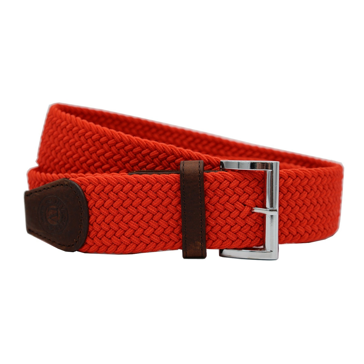 Oranje stretch gevlochten riem. 