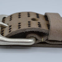 4cm triple dot gelaserde taupe volnerf lederen riem