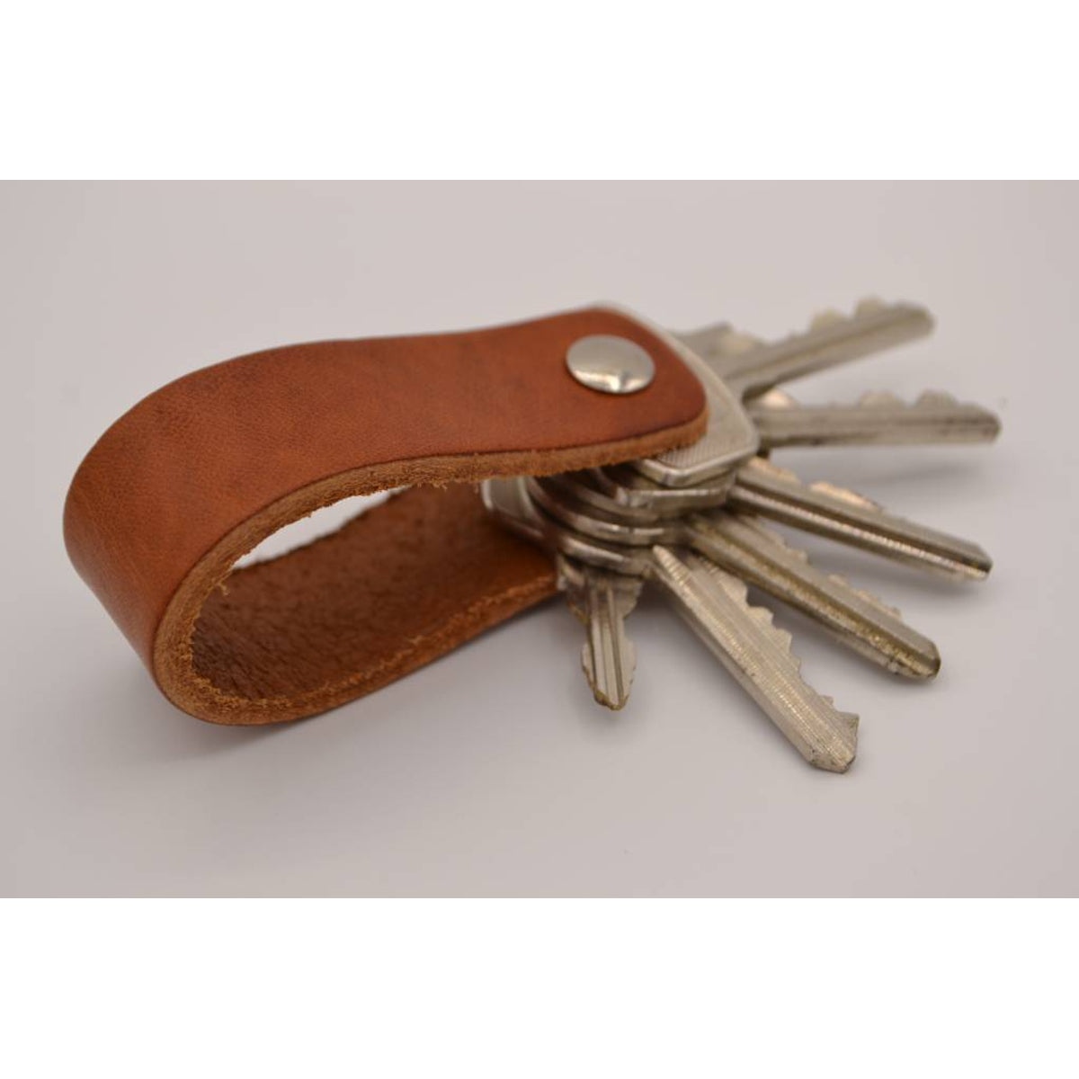 Cognac echt lederen sleutelhanger