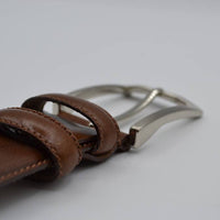 Stijlvolle donker cognac echt lederen sabel riem