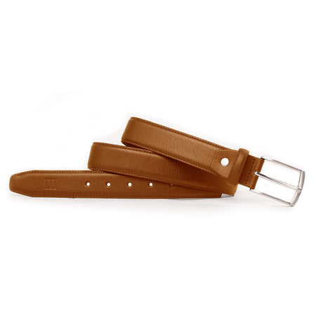 Heren riem cognac rond gestikt 