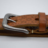 3cm cognac kinder riem met sneeuvlok print