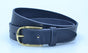 Blauwe 3cm brede riem met gouden gesp.