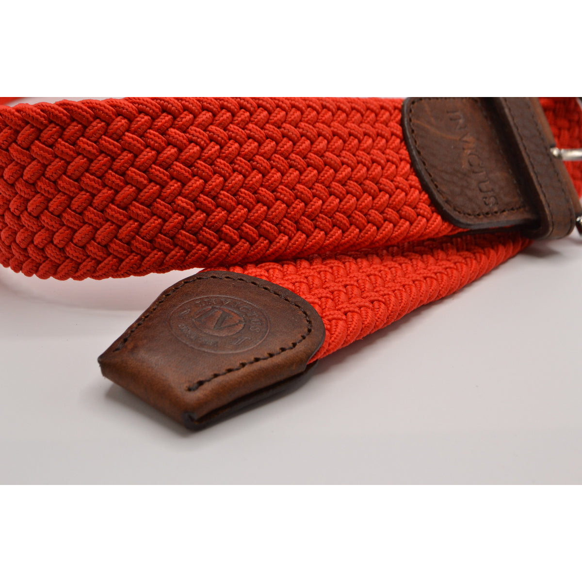 Oranje stretch gevlochten riem. 