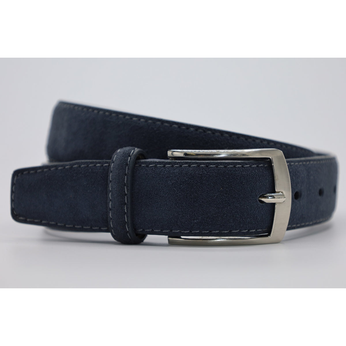Blauwe suede 35mm brede riem. 