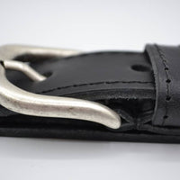 35mm zwarte gestikte italiaans volnerf lederen riem