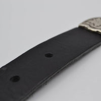 3cm zwarte western stud riem met oud zilveren gesp