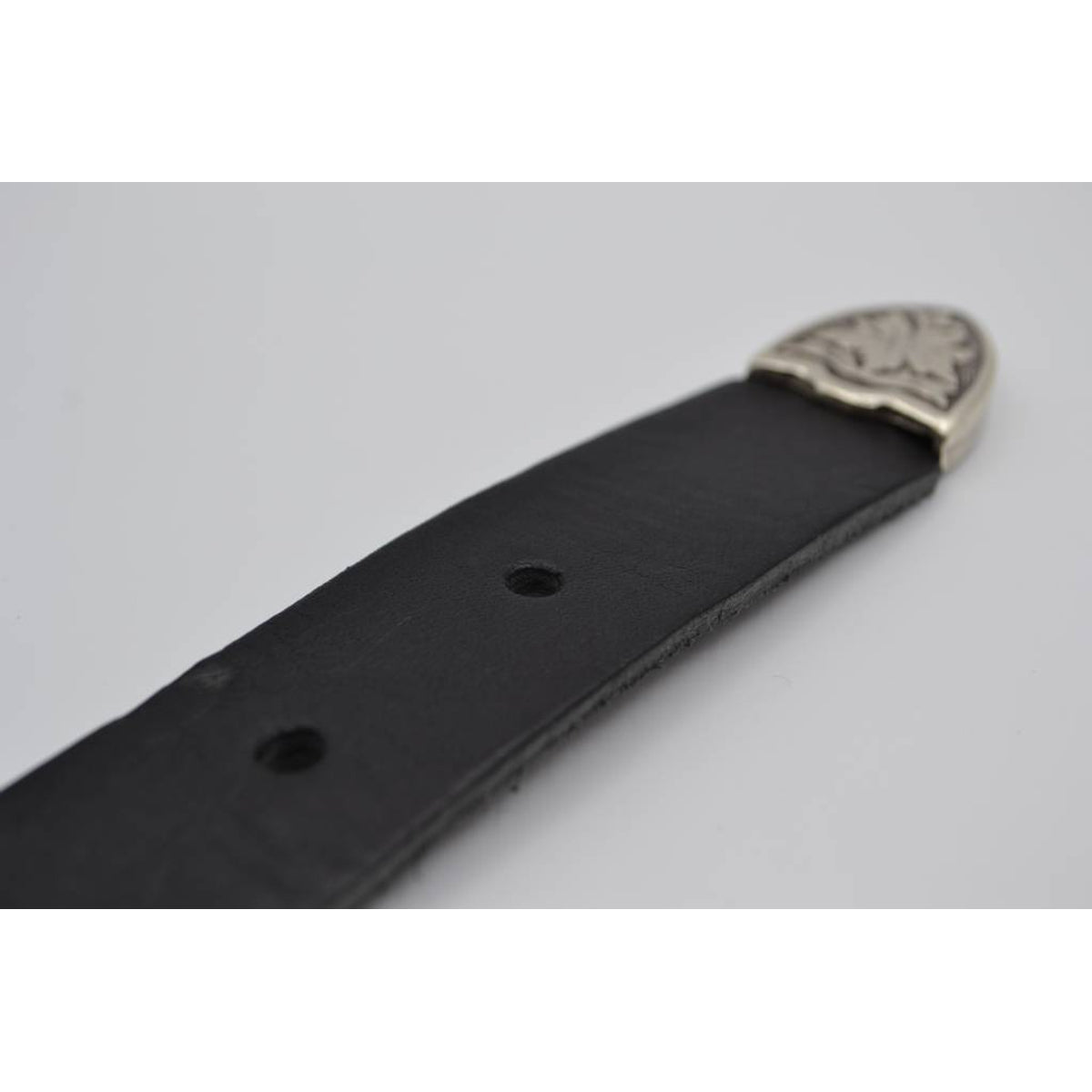3cm zwarte western stud riem met oud zilveren gesp