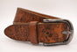 Cognac bloemlaser echt lederen riem