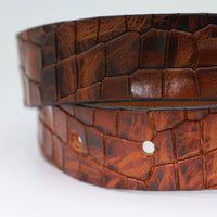 3,5cm luxe Kroko print cognac leren riem
