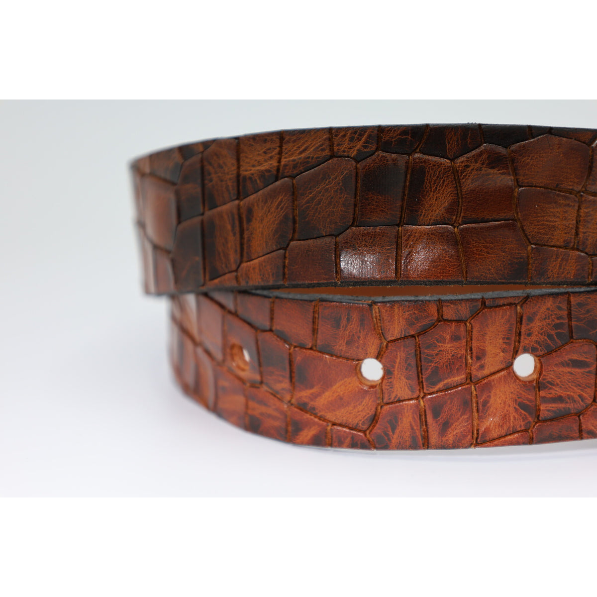 3,5cm luxe Kroko print cognac leren riem