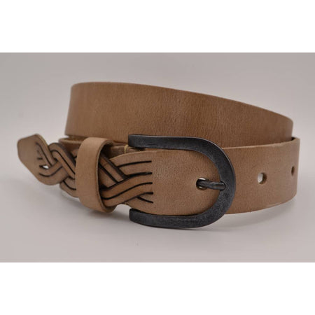 Taupe Jeans riem met slingerpunt