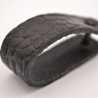 Zwarte  croco echt lederen sleutelhanger