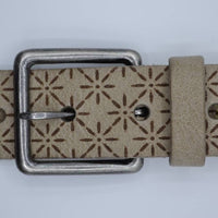 Ster gelaserde taupe echt lederen riem
